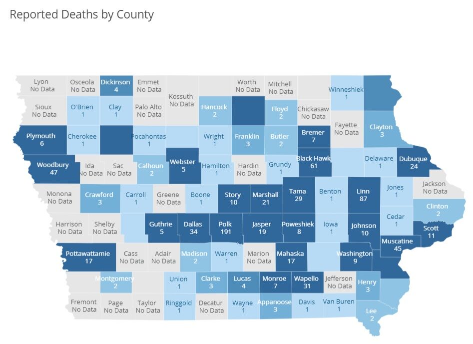 COVID-19 Deaths by County July 23, 2020